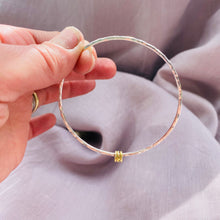 Load image into Gallery viewer, Thin bangle with three brass loops