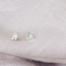 Load image into Gallery viewer, Tiny Silver Triangle Earth Studs