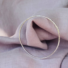 Load image into Gallery viewer, Thin hammered silver bangle Medium