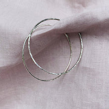 Load image into Gallery viewer, Silver hammered hoops