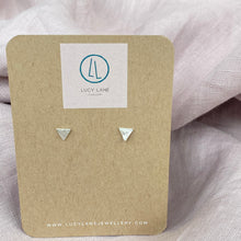 Load image into Gallery viewer, Tiny Silver Triangle Earth Studs