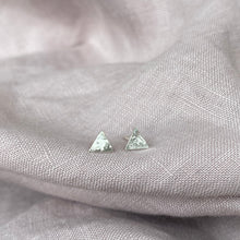 Load image into Gallery viewer, Tiny Silver Triangle Earth Studs