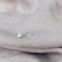 Load image into Gallery viewer, Tiny Silver Triangle Earth Studs