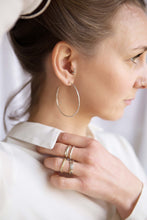 Load image into Gallery viewer, Silver hammered hoops