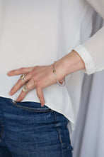 Load image into Gallery viewer, Thin bangle with three brass loops