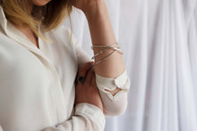 Load image into Gallery viewer, Thin hammered silver bangle Medium