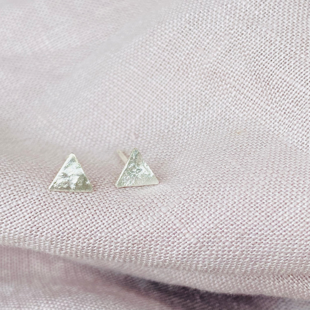 Tiny Silver Triangle Earth Studs