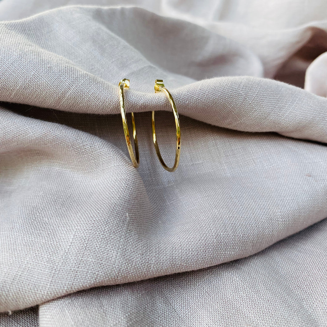 Small hammered gold hoops